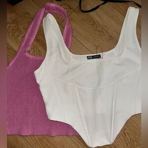 Zara Pink and White crop top bundle